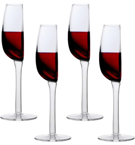 Mezzo Bicchiere di Vino 140ml, 2/4 Pezzi Creativi Calici da Vino Rosso Trasparenti, Calici da Champagne, Bicchieri da Cocktail Succo di Frutta, Bicchieri Calice Vino in Vetro per Feste Bar Casa