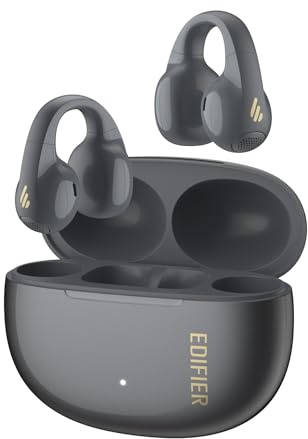 Edifier R1 Open-Ear True Wireless Earbuds, Bluetooth 5.4 Clip-On Kopfhörer, AI Clear Calls, Links/Rechts Austauschbar, 28 Std. AKKU, Schnellladung, Multipoint-Verbindung, App-Steuerung, IP56, Grau