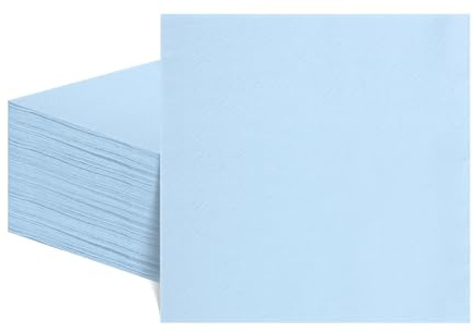 60 Stück Servietten Hellblau 25 x 25 cm, 2-Lagige Blau Cocktailservietten Servietten Einweg Dessertservietten für Geburtstage, Hochzeiten, Babypartys, Ostern