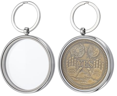 PLIGREAT 2 Pcs AA Coin Holder Keychain, Stainless Steel Coin Key Holder Purse for AA Medallions Souvenir Commemorative Coin Collection Gift