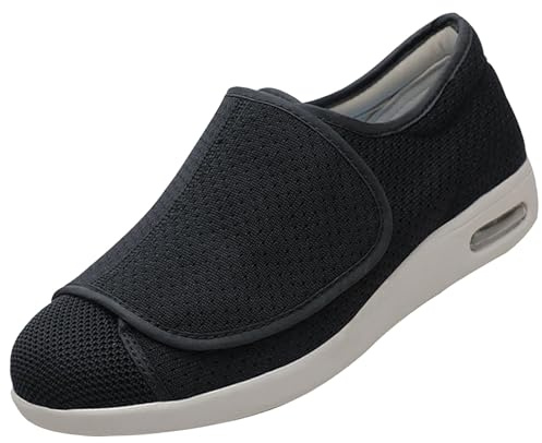 CVFOMBN Casual all'Aperto Scarpe Uomo a Strappo,Scarpa Donna con Hook & Loop Scarpe Ginnastica a Strappo per diabetici con Chiusura in Hook.Black 41