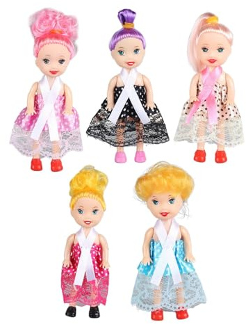 Girl Mini Dolls | 5 Pcs Miniature Dolls Collection Featuring 4.33 Inch Tiny Doll Figures With Trendy Outfits And Fun Accessories | Perfect Playset Toys For Kids And Girls Role Playing Dollhou