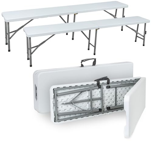 VOSS.garden 2X Klappbank 180x29x43cm, Sitzbank, Campingbank, Bierbank, robust & wetterfest