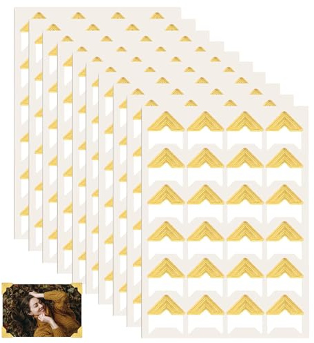 MBSIVSA 240 Pezzi Foto Angoli Autoadesivo Dorato, Angolini Autoadesivi per Fotos, Adesivi Fisso Adatto Fotografia Album, Scrapbooking Fotografico Fai da Te