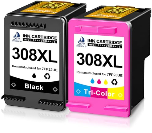 DOUBLE D 308 XL per HP 308 XL Cartucce Comaptibel con HP Envy 6120e 6132e 6110e 6122e 6130 6520e 6530e 6532e Stampante（1 Nero & 1 Colore）