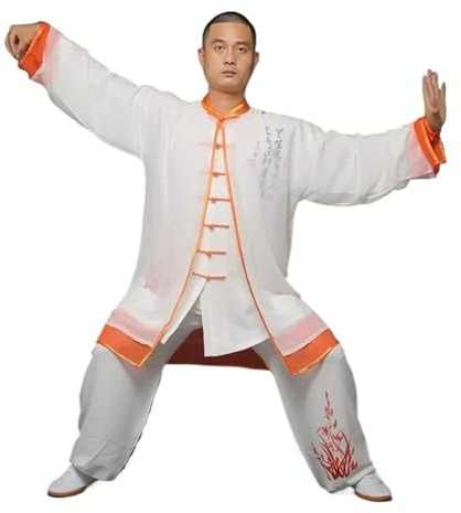 Tai Chi-dräkt, Tai Chi Suit Dragon Uniform Unisex Kung Fu Klädset Flerfärgad Flera storlekar(White-orange,180)