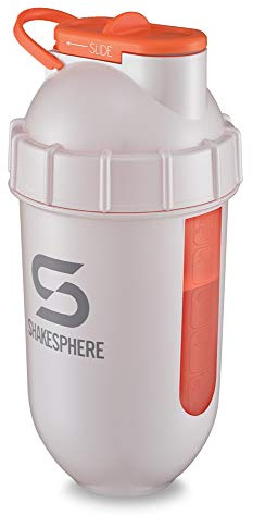 ShakeSphere Tumbler View: Protein Shaker Bottle with Side Window, 24oz ● Capsule Shape Mixing ● Easy Clean Up ● No Blending Ball Needed ● BPA Free ● Mix & Drink Shakes, Smoothies, More (Pearl White)