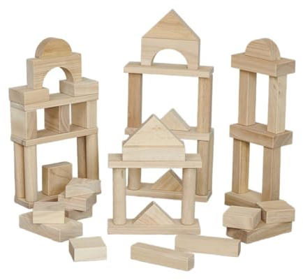 tickit Wooden Jumbo Block Set , 54 Piece Set , Wooden Blocks for Toddlers & Children , Educational Building Blocks & construction Toys for Children, Brown