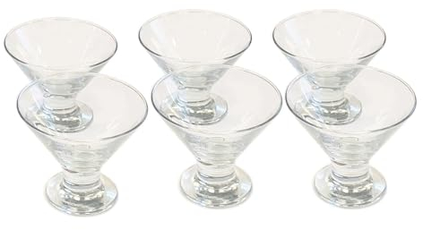 Tradineur - Pack de 6 copas de helado de 165 ml y de 10,5 de diámetro y 8,5 cm de alto. Set de 6 vasos para postres con estilo elegante. Juego de 6 recipientes para servir sobremesas.