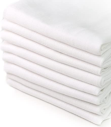 FENSILO - Muslindukar vit – Muslinblöjor vit – 8-pack 60 x 80 cm – babyblöjor, testad för skadliga ämnen – dregellappar för pojkar och flickor