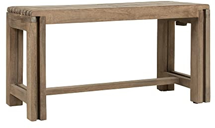 East at Main Bench, Extendable Dining End of Bed Bench Made of Solid Mango Wood, can Extend from 35 to 60 Completley Assembled (Sand)
