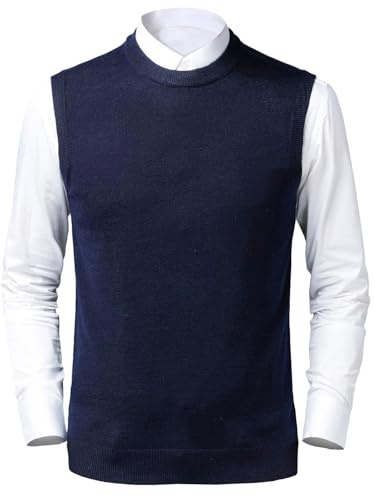 Btmpmcs Gilet da Uomo Inverno Girocollo Senza Maniche Gilet Maglia Pullover Misto Lana Comfort Maglione Casual Classico Commerciale Maglieria Canotte Cardigan Panciotto
