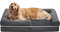 Feandrea Orthopädisches Hundebett, Hundekissen, Hundekorb, weiche Polsterung, Hundesofa, erhöhte Ränder, Bezug abnehmbar und waschbar, 106 x 76 x 18 cm, rutschfeste Unterseite, dunkelgrau PGW077G01V1
