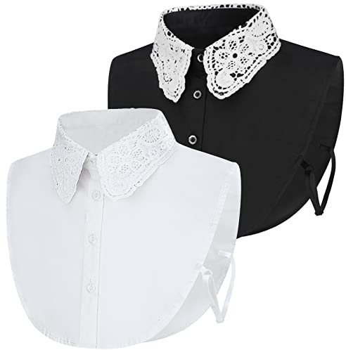 XEPST 2 Stücke Frauen Kragen Krageneinsatz Damen, Spitze Abnehmbare Hälfte Shirt Bluse, Blusenkragen Einsatz für Damen, Damen Halb Gefälscht Abnehmbare Kragen