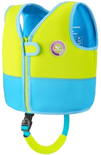 Pottwal Swim Vest for Kids - Swim Jacket for 1-2 Years (24-33LBS) - Puddle Jumper with Adjustable Crotch Strap - Made of Neoprene & EPE - Green