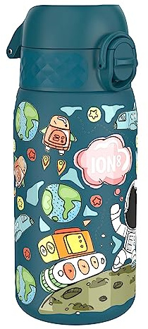 Ion8 Borraccia Inox Leggero per Bambini, 400ml, Non Isolato, a Prova di Perdite, Facile da Aprire, Serratura Sicura, Lavabile in Lavastoviglie, Facile Pulizia, Durevole, Uomo Dello Spazio