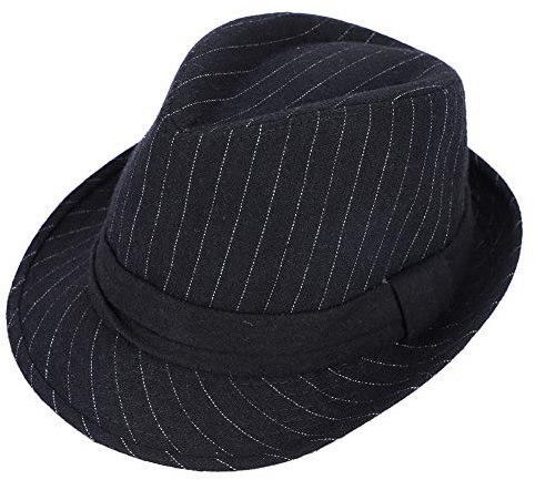haozaikeji Chapeau Fedora Trilby élégant pour homme - Chapeaux panama Fedora vintage à bord court - Chapeau melon d'hiver pour homme - Cadeau pour papa - 55-57 cm, Marron/rayures, Taille unique
