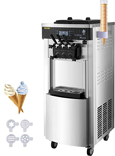VEVOR Macchina del Gelato Soft Professionale 2200W, Ice Cream Maker 20-28L / 5.3-7.4 Gallon per Ora, Macchina Gelato Professionale 220V, Macchina del Gelato Soft