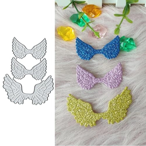 3pcs Angel Wings Metal Die Cuts Dies Stencil, Wings Frame Cutting Dies Cut Stencils DIY Scrapbooking Cards Photo Album Craft Decorative Embossing Paper Dies for Album Card Scrapbooking Making, Silver