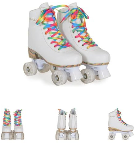 Byox Rollschuhe Donna weiß, PU-Rollen mit Glitzer, ABEC-5 Lager, versch. Größen Gr. XS (27-30)