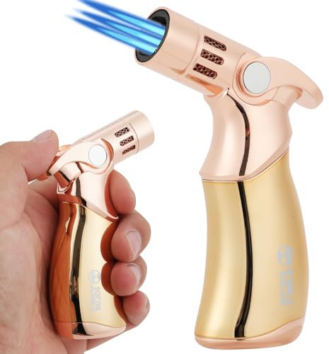 Chalumeau Butane Rechargeable 4 Flammes Puissantes – Mini Chalumeau de Cuisine Réglable pour Crème Brûlée, Pâtisserie, BBQ et Usage Polyvalent (Gaz Butane Non Inclus)