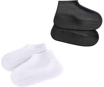 RHQFDM 4 Pcs Surchaussures étanches Unisexes Réutilisables Couvre-Chaussures en Silicone Antidérapant Silicone Semi-Transparent Surchaussures étanches Pour les Jours Pluie,Plages,Routes Boueuses(L)