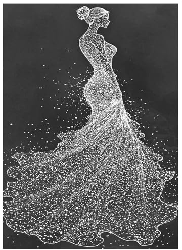 SHEGZHUC Diamond Painting Woman Lady White 30 x 40 cm Painting by Numbers Woman Glitter Diamond Painting Abstract Art Woman Mosaic Diamond Painting Art Embroidery Cross Stitch Pictures Gift Wall