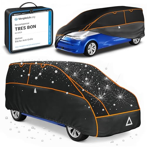 WALSER telo antigrandine per autobus Perma Protect, prodotto Molto Buono* telo antigrandine per furgone, certificato dal TÜV Austria* copertura antigrandine furgone, telo auto Misura 10 nero