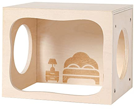 Marchul Hamster Hideout Wooden House Chamber Small Animals Pets Tunnel Exploring Toys for Dwarf Hamsters, Syrian Hamsters, Gerbils, Hedgehogs, Rats, Mice (Bedroom)