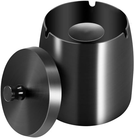 iPobie Sealed Cover Portable Cigarette Ashtray, Rustproof Wind Resistant Ash Tray, Decor Smoking Accessory for Balcony Camping Home