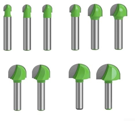 Punta per fresa a testa sferica, 1 pezzo, strumento di fresatura CNC, con gambo da 8 mm, nucleo in lega di carburo, per legno, MDF, truciolare, compensato con finitura liscia (8 x 10)