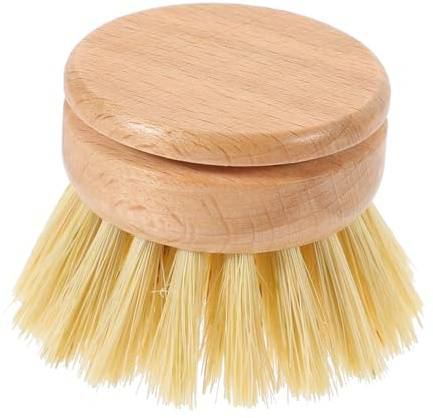 WRITWAA Wood Handle Dish Cleaning Brush Non Sticky Scrubber for Kitchen Pots and Woks Non Slip Surface Oil and Grime Removal Gentle Surfaces for Home Kitchen Supplies