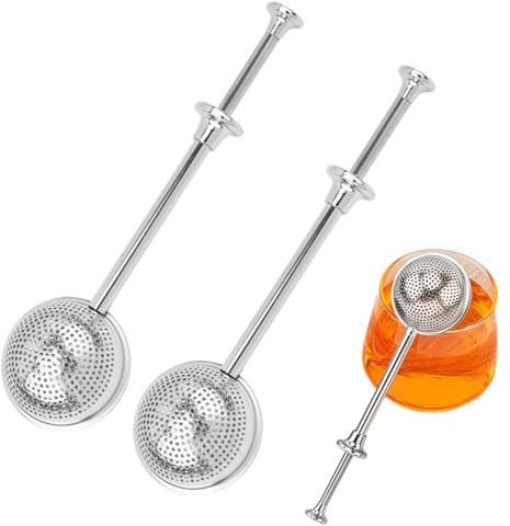 UIEXAY 2 Piezas Pinzas Para Té, Infusor De Té De Acero Inoxidable 304, Colador De Tea Reutilizable En Forma De Bola, Bola De Filtro De Tea Con Mango Telescópico, Para Tazas, Tetera, Café Ollas