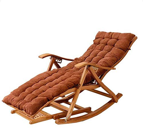 NYTFHMS Camping Chairs Garden Loungers Folding Chair Bamboo Rocking Chair Adjustable Lounge Chair,with Extended Footrest and Foot Massage Board,for Outdoor Garden Sun Loungers,D