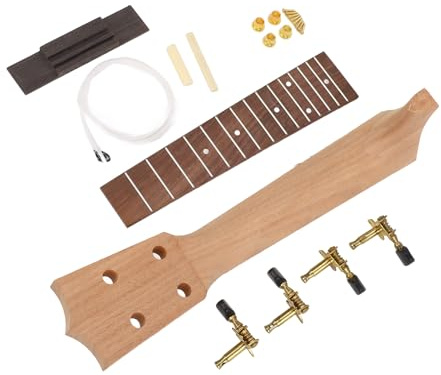 Aramox Oavslutad Ukulele Hals Kit Förslipad trä 21 Tum DIY Ukulele Byggdelar med 4 Sträng Knopp Stall för Familjehantverksaktivitet