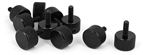 Sourcingmap Computer PC Case M3x8mm Black Zinc Plated Flat Head Knurled Thumb Screw 10pcs