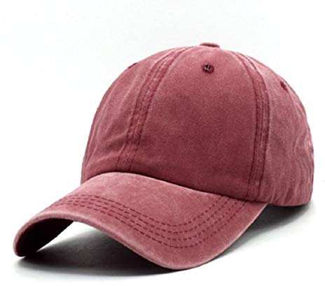 Unisex Vintage Washed Distressed Baseball Cap Twill Adjustable Dad Hat,C-burgundy,One Size