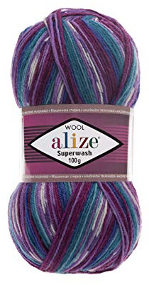 Sock Yarn by Alize Superwash 4ply 100g 75% Wool/25% Nylon Self Patterning Shade 4412