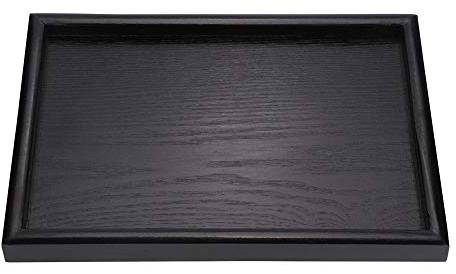 Jenngaoo Vassoio in Legno Rettangolare Antiscivolo per Colazione, Ristorante, Snack, Pane, Pizza, tè, caffè, Frutta - Piatto Portata Pasti con Bordo Protettivo (30x20x2cm)