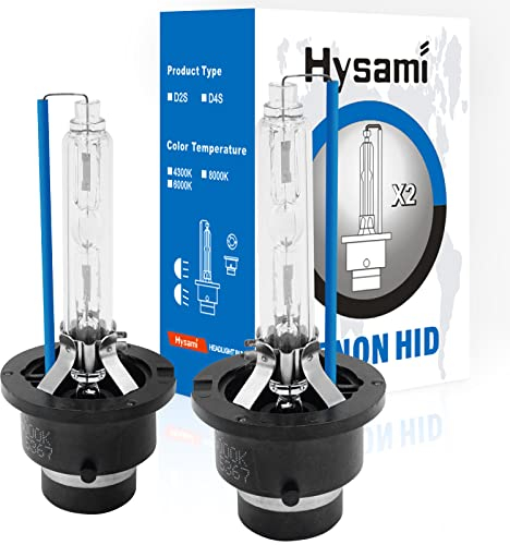 Hysami D2S Xenon HID Bombillas para faros delanteros, 8000K, luz blanca fría, 35 W, iluminación automotriz, 85122, haz alto/bajo, bombillas de repuesto de xenón sin UV, 2 paquetes