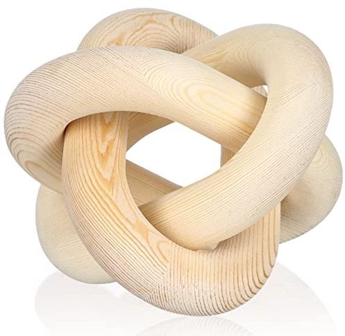 Yalikop 3 Link Wood Knot Decor Rustic Home Décor Accents Hand Carved Coffee Table Decoration, Boho Chain Link Decoration, Modern Shelf, Rustic Objects for Home Living Room Bedroom(Natural)