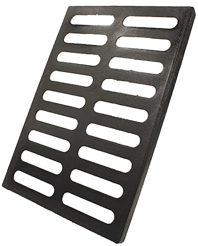 DuuMuut Cast Iron Drain Grate, 17x12 Outdoor Drain Cover, B Class Sewer Grate, Durable Heavy Duty Channel Grate, Black Rectangle Drainage Grate for Driveway, Concrete, Yard, Garage (17.3x12)