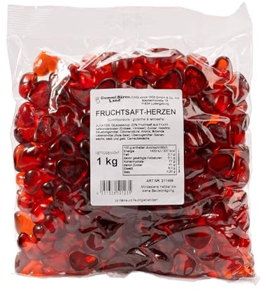 Gummi Bären Land | Fruchtgummi in Herzen-Form | Himbeere | 1000 g Beutel | Perfekt für den Valentinstag, Hochzeitstag oder den Muttertag