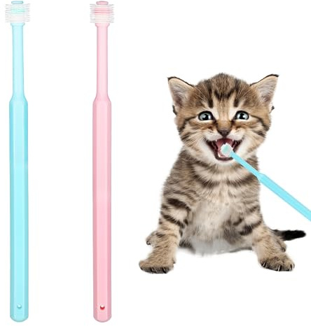 Paquete de 2 cepillos de dientes pequeños para perros y gatos, silicona suave 360 grados para mascotas, cuidado dental gatos, higiene bucal, limpieza profunda