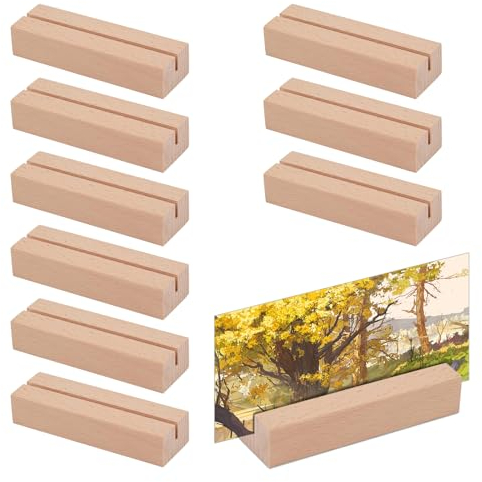 Ruikdly Kartenhalter Holz 10 Stück Tischkartenhalter aus massivem Buchenholz Menükartenhalter (10x3x2cm) Postkartenhalter für Restaurants,Hochzeiten,Bankette und Partys