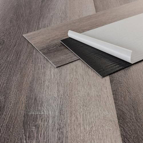 ML-Design Deluxe PVC Bodenbelag, Selbstklebende Vinyl-Dielen, Vinylboden, 91,5 cm x 15,3 cm x 2 mm, Dicke 2 mm, 6,69m²/48 Dielen, Kiefer, Grau, Holzoptik, rutschfest, wasserfest, Einfache Verlegung