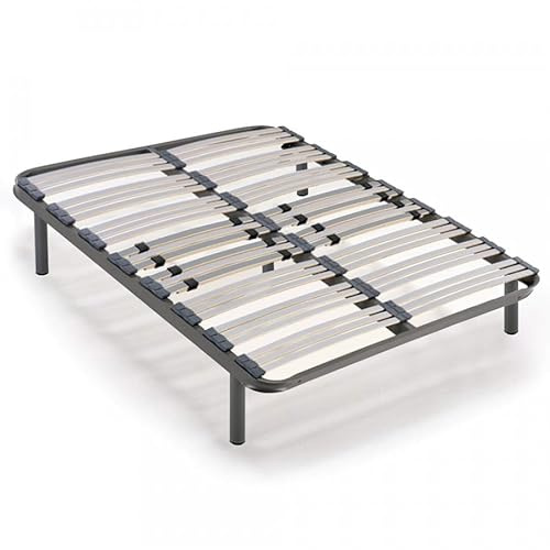 HOGAR24 ES | Somier Multiláminas | Regulación Lumbar Adaptable | Estructura de Tubo de Acero de 40x30 mm | Medida: 140x200 cm | Incluye Juego de 5 Patas Cilíndricas de 32 cm