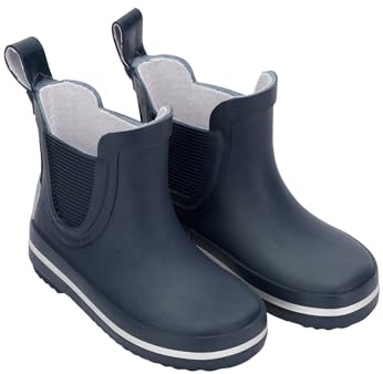 Mikk-line Kurze Gummistiefel Kinder 22 Blue Nights | Barfuß Gummistiefel Kinder | Wetterfeste Slip-On Regenstiefel | Knöchelhohe wasserdichte Outdoor-Schuhe mit rutschfester Sohle
