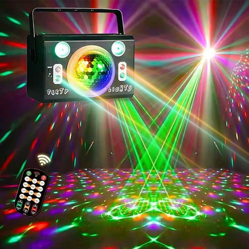Sound Activated,4 Lens Patterns Show Disco Ball Lights for Birthday Parties,Stage Light, Par Strobe Lights, Holiday Christmas Wedding Event Halloween Karaoke DJ Club Bar Decoration