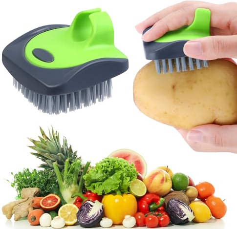 Aodaer Spazzola per verdure, spazzola per patate, in silicone duro e morbido, per la pulizia della frutta per verdure delicate o dalla pelle dura